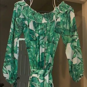 Green palm maxi dress